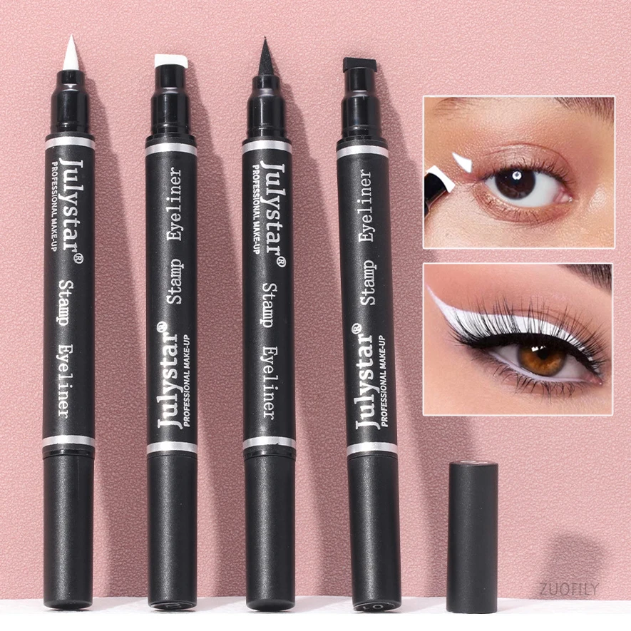 Three Scouts Eyeliner Stamp Black White Liquid Eyeliner Pen Waterproof Fast Dry Double-ended Seal Eye Liner Pencil Make-up for W