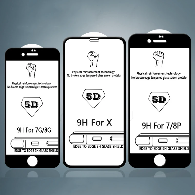 50pcs 5D Curved Tempered Glass 9H Screen Protector Full Cover Film Guard For iPhone 13 Pro Max 12 Mini 11 XS XR X 8 7 6 Plus SE