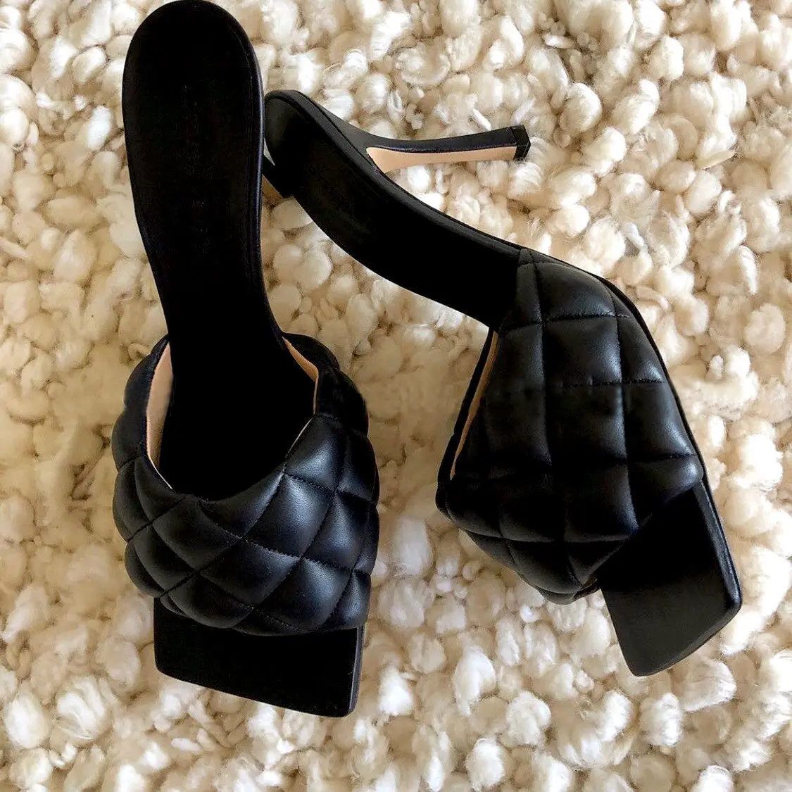 

New Summer Women Mules Design slippers Sandals Square sole slides High heel Women shoes Summer Woman Hot