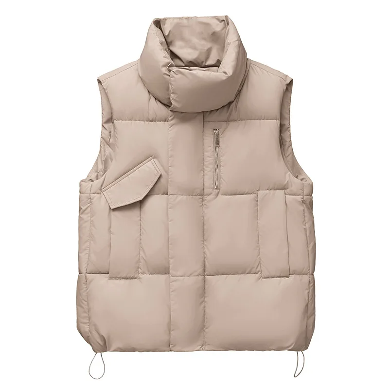 

Beardon 2023 Autumn/Winter New Down Cotton Vest Women's Korean Version Loose Tank Top Coat Shoulder Stand Neck Waistcoat