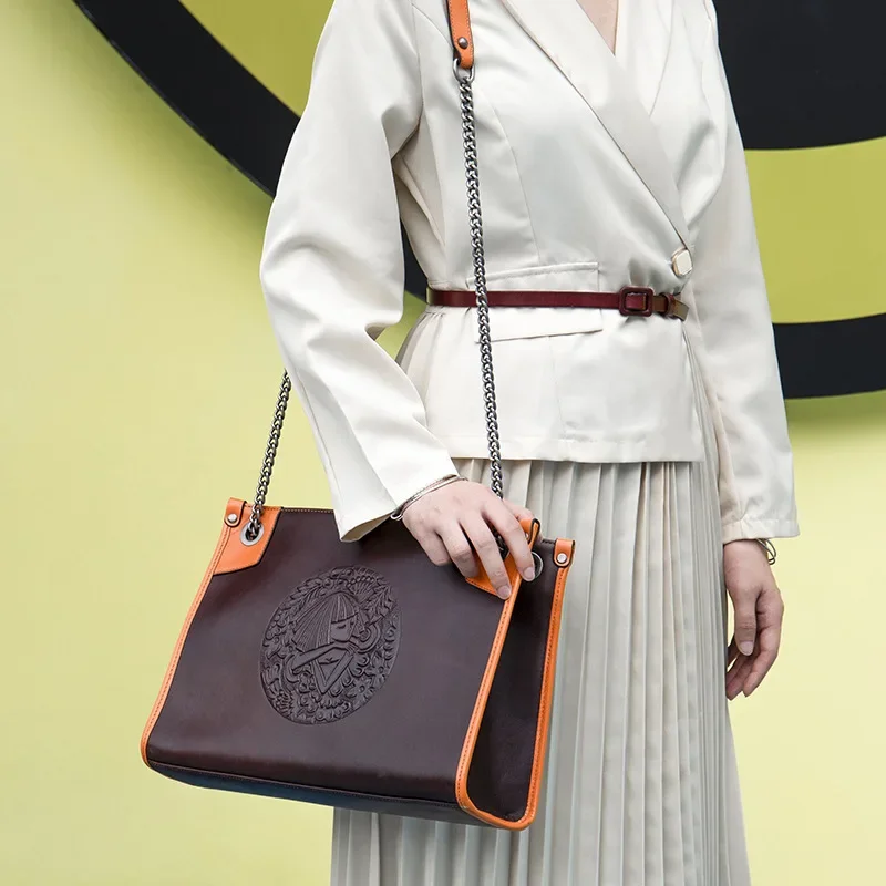 Роскошная осенне-зимняя новая женская сумка-тоут с тиснением большая