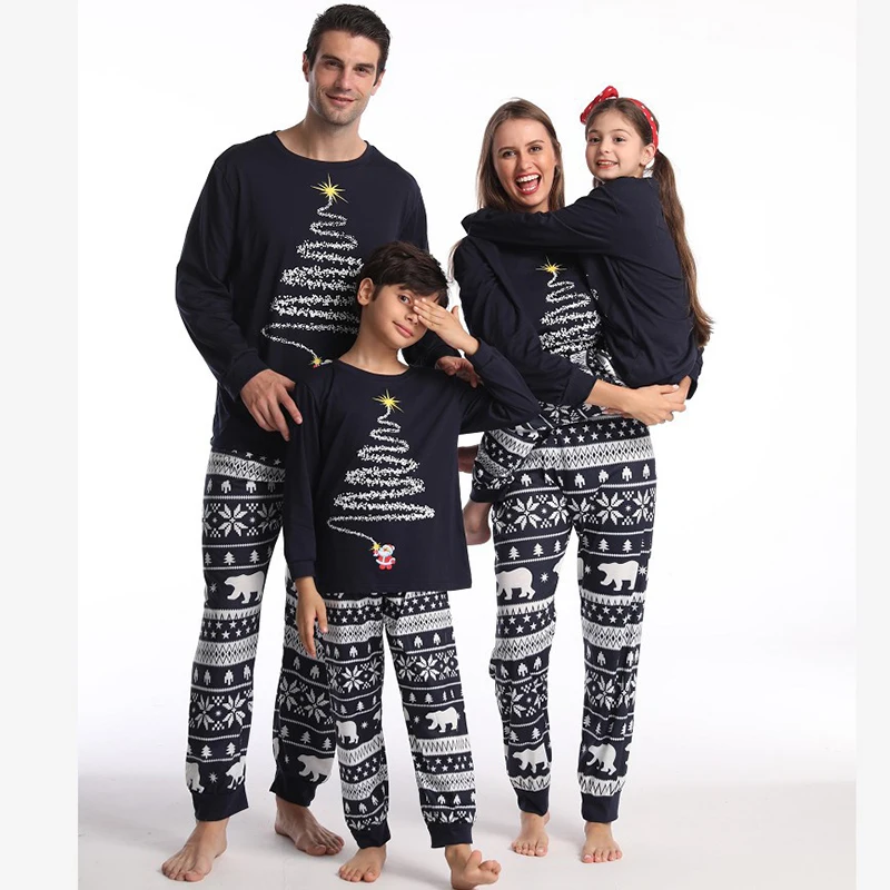 Winter 2022 New Year Couples Christmas Pajamas For Family Look Mother And Daughter Clothes Christmas Pajamas Mother Kids Set