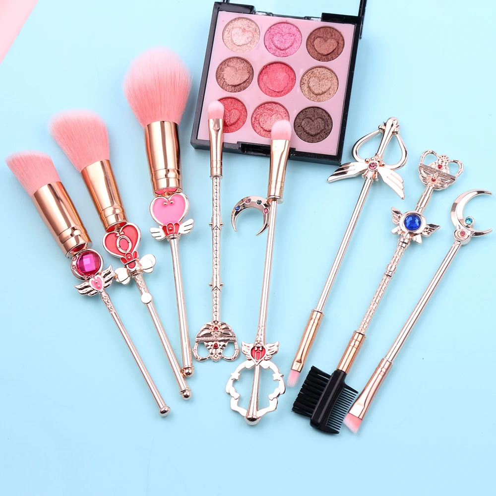 

8PCS/Set Sailor Moon Makeup Brushes Figure Tsukino Usagi Kawaii Crystal Powder Eyeshadow Blush Brushes for Women Makeup Tools