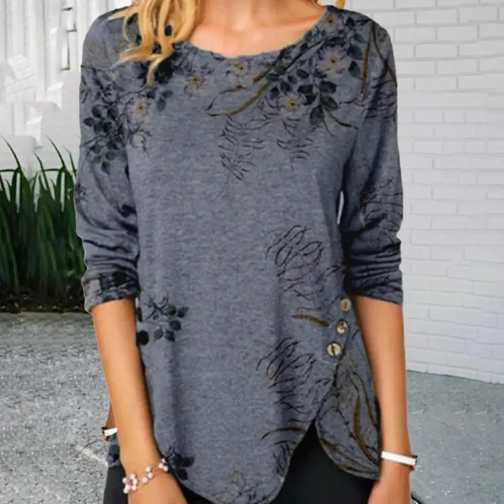 

Washable Beauty Comfortable Touch Women Tops Polyester Pullover Flower Print for Dating Wear woman tshirts tops