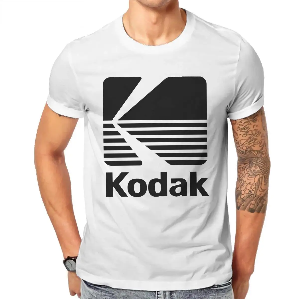 Kodak Photography Logo Camera Film Retro  T Shirts Men's  Cotton Vintage T-Shirts Crew Neck  Tees Short Sleeve Clothing Graphic
