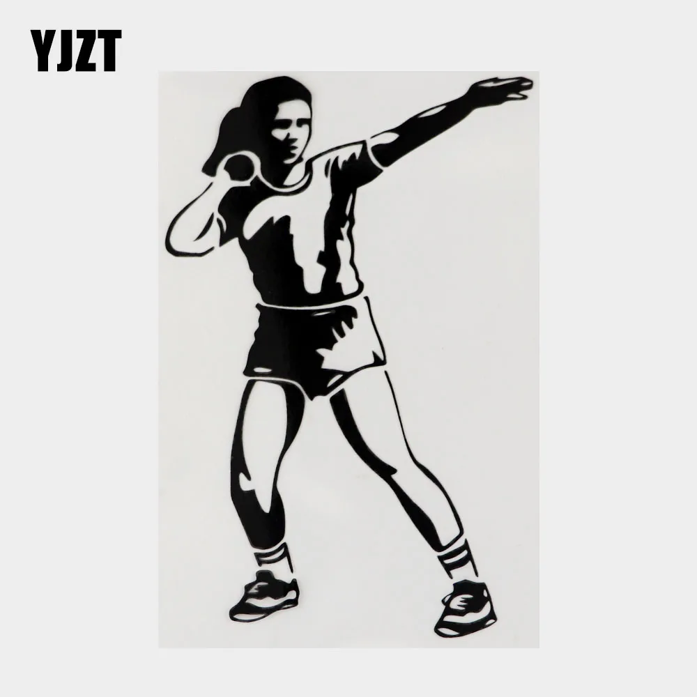 

YJZT 9,7 см × 14,8 см Автомобильная наклейка Женская атлетика Виниловая Наклейка Черная/серебряная 8A-1315