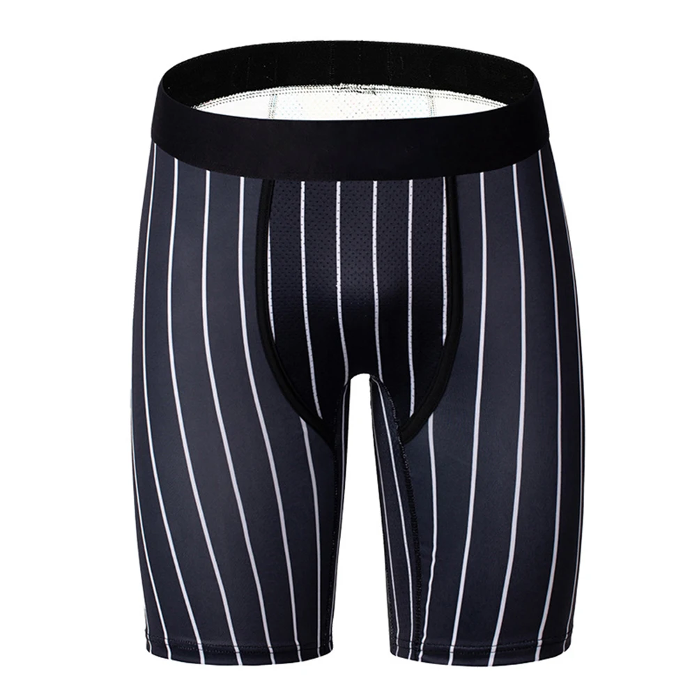 

Breathable Long Leg Boxers Mens Underwear Striped Printed Mid Waist Briefs Underpants For Brand Quality Sexy Pouch Panties A50
