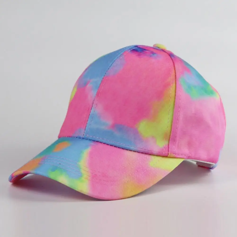 

Sun Hat Adjustable Peaked Cap Colorful Tie-Dye Style Unisex Baseball Cap Decor