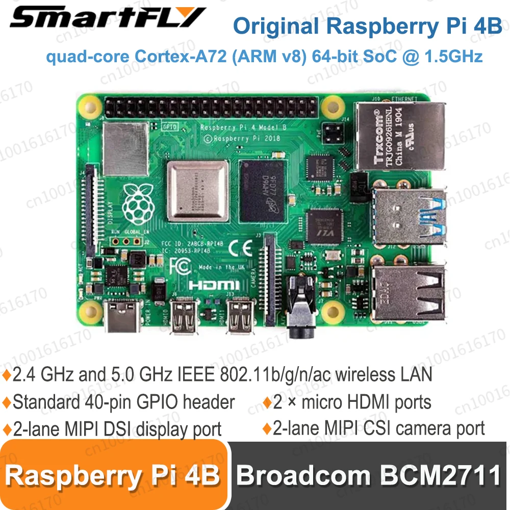 Фото Комплект макетной платы Raspberry Pi 4 Model B BCM2711B0 SOC 4 ГБ 8 ГБ ОЗУ 1,5 ГГц 4K Micro HDMI-совместимый Pi4B 3 более Pi 3B+ №2
