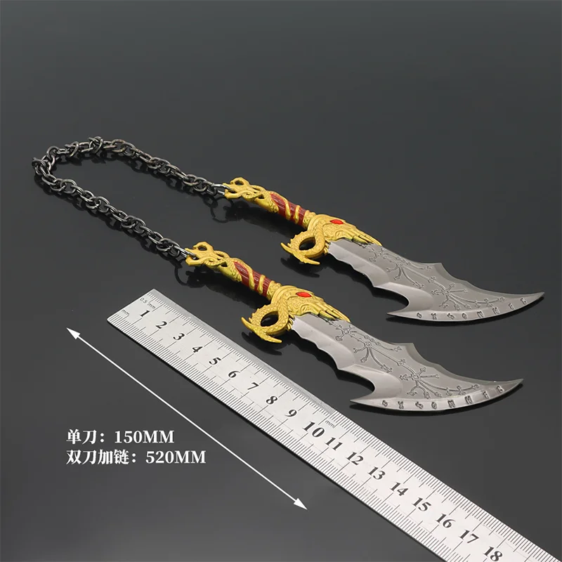 Фото 15 см God of War Blade of Chaos, цельнометаллическая модель оружия, фигурка Кратоса, меч, игрушка, ремесла, украшения, фигурка, коллекции подарков №2