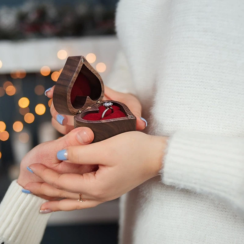 Шкатулка для колец в форме сердца деревянная шкатулка драгоценностей