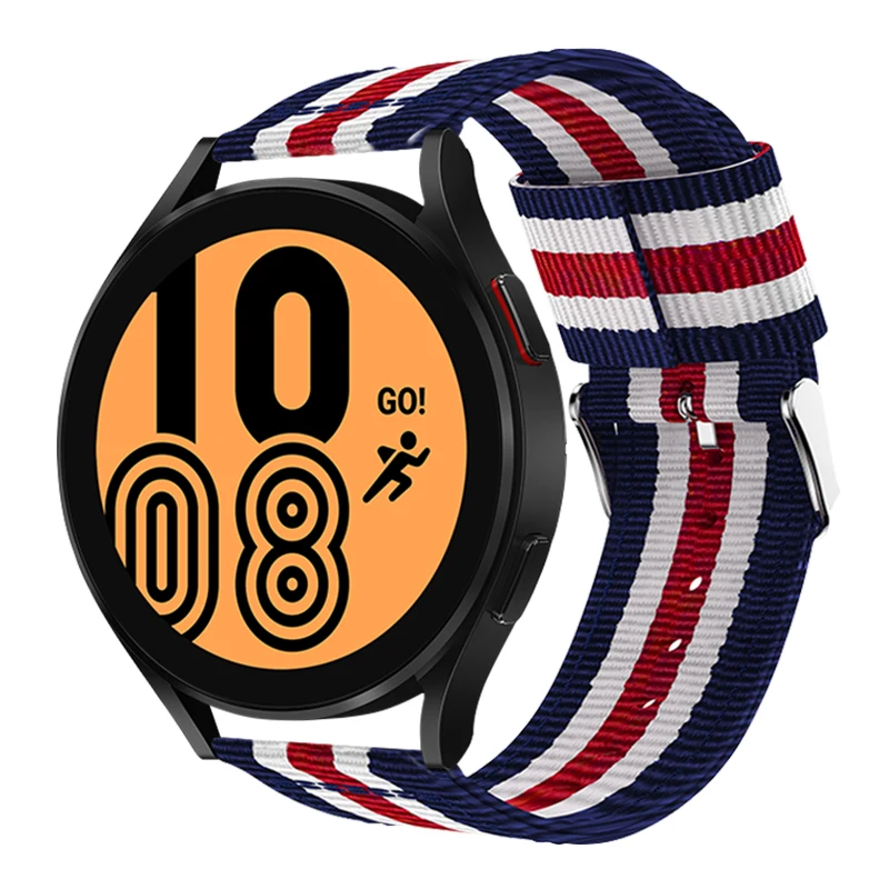 Nylon Strap For Samsung Galaxy Watch 4 40mm / 44mm Smartwatch Replacement Band Quick Release Woven Bracelet Accessories