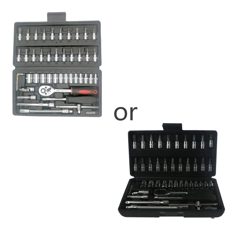 

46 Pcs Socket Ratchet Wrench Set for Tightening Bolts Nuts Screws Maintenaning Automotive Mechanical Motorcycle