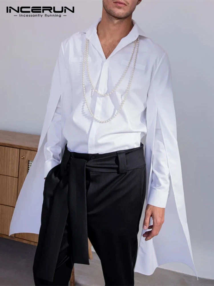 American Style Handsome Well Fitting Men's Solid Color Blouse Loose Casual Streetwear Flared Long-sleeved Shirts S-5XL Tops 2022