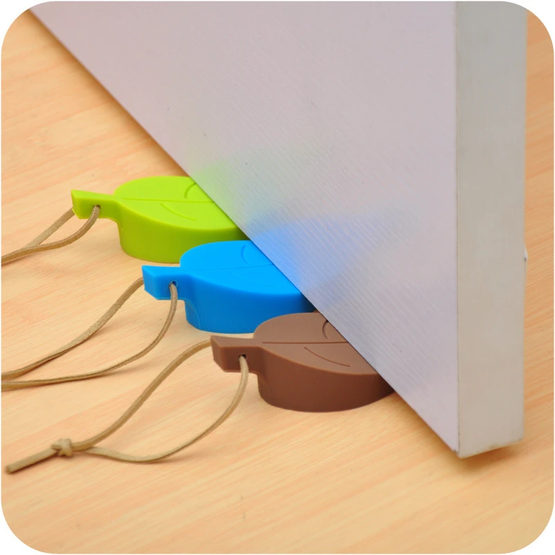 Leaves Shape Silicone Rubber Door Stop Stoppers Block Children Anti-Folder Hand Security Card Hanging Hot
