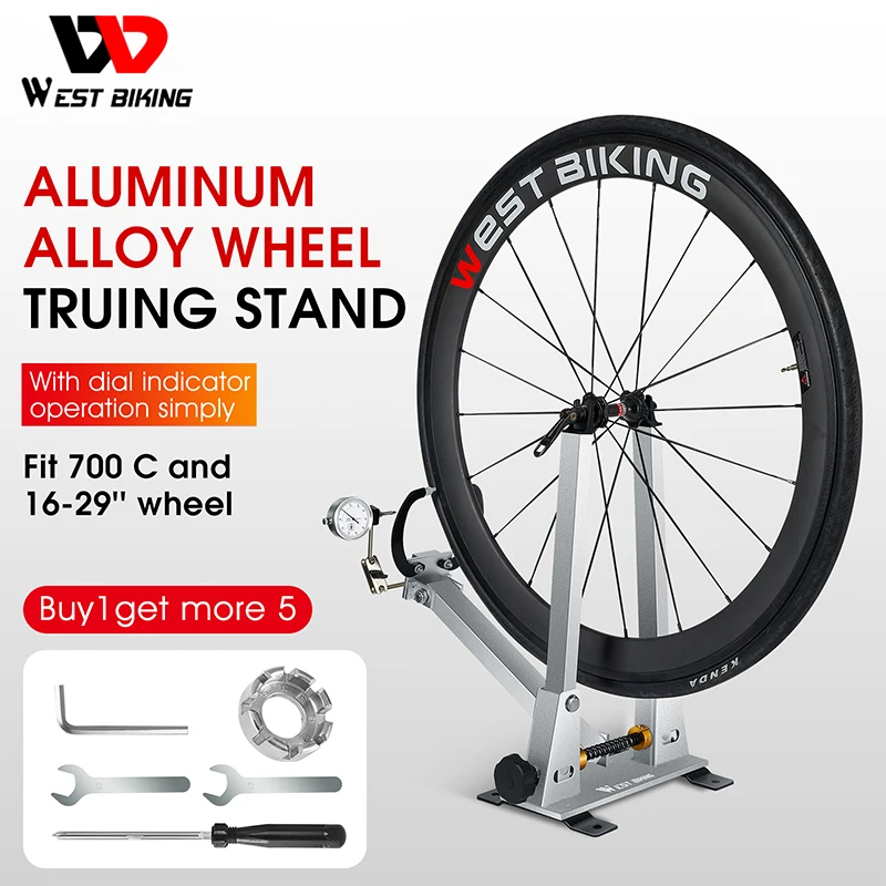 

WEST BIKING Bike Wheel Truing Stand With Dial Indicator Gauge MTB Bicycle Tire Adjustment Rims Correction Wheel Repair Tool