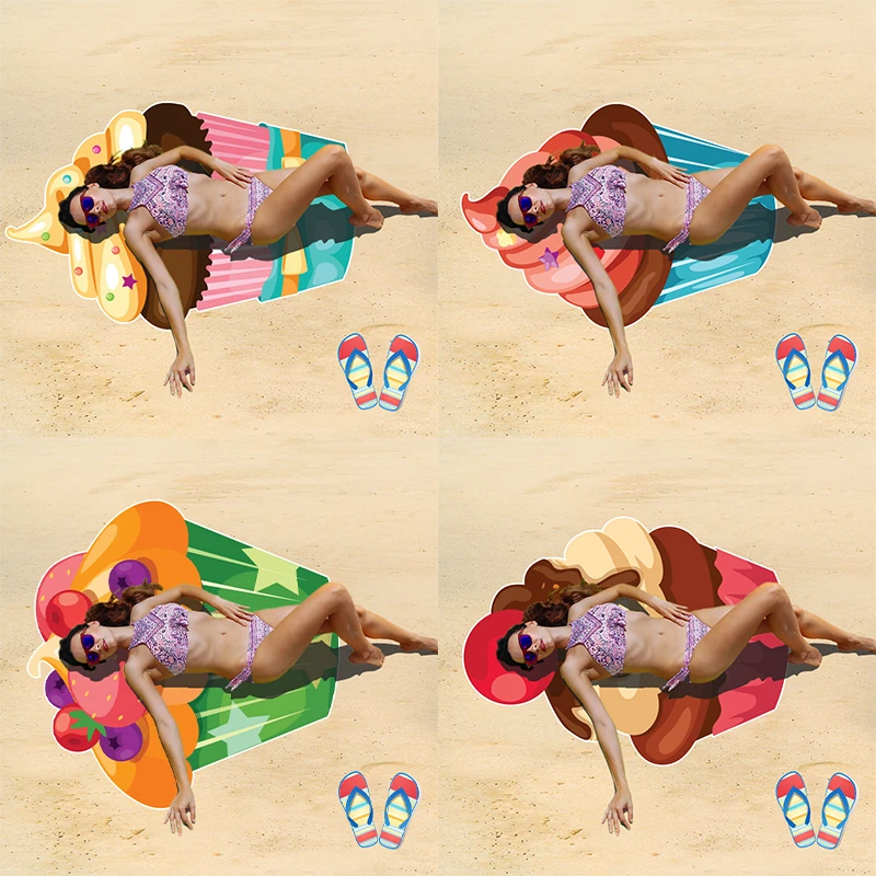 

Оригинальное креативное быстросохнущее пляжное полотенце из микрофибры для мороженого 150 см, подушка для пикника на открытом воздухе, Пляжная скатерть