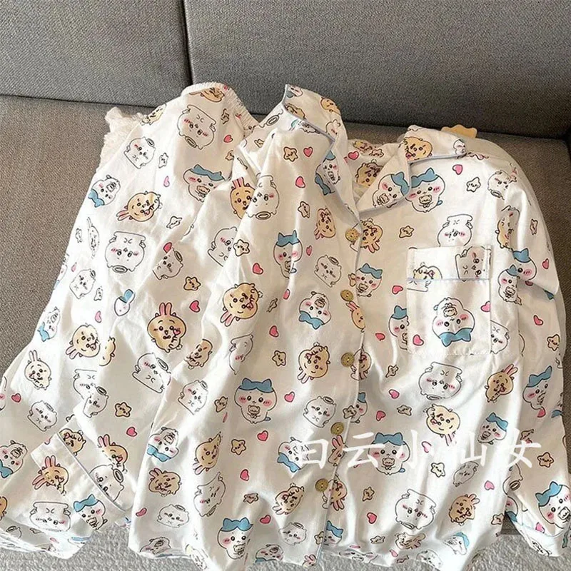 Kawaii Chiikawa пижамы милые осенне-зимние аниме мультфильм с длинными рукавами