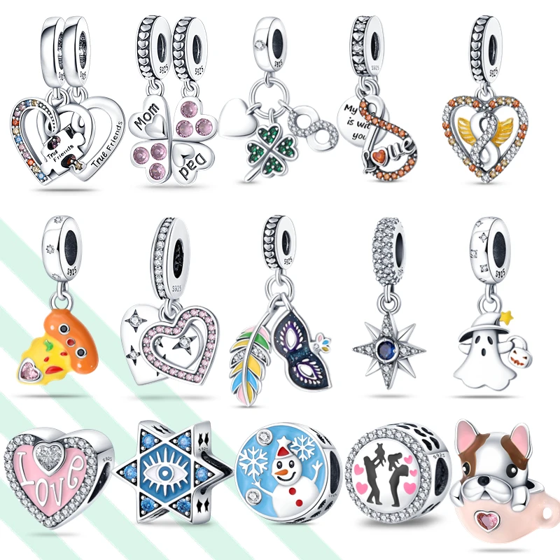 

2022 Halloween new in charm plata de ley 925 love Heart& snowman charms dog beads Fit Pandora 925 Bracelet jewelry for women
