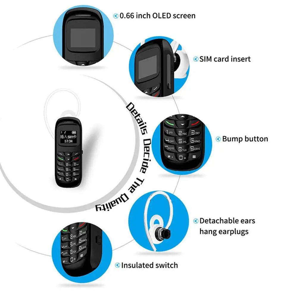BM70 Mini Mobile Phone Bluetooth-compatible Cell Wireless Headset Cell Phone Dialer Gtstar BM70 GSM Wholesale Mini Headphones images - 6