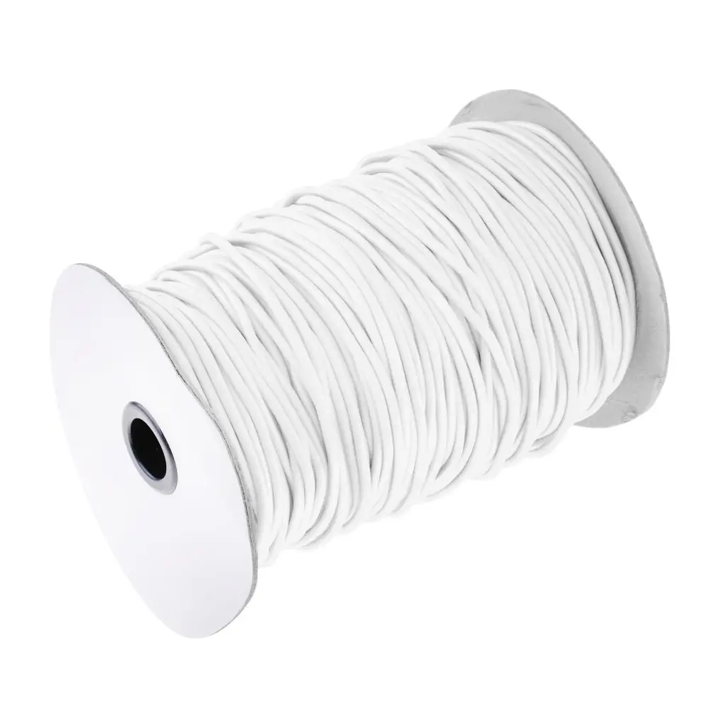 

Heavy Duty Rubber Coated Polyester 3mm Strong Elastic Rope Shock of Size & Color - White,