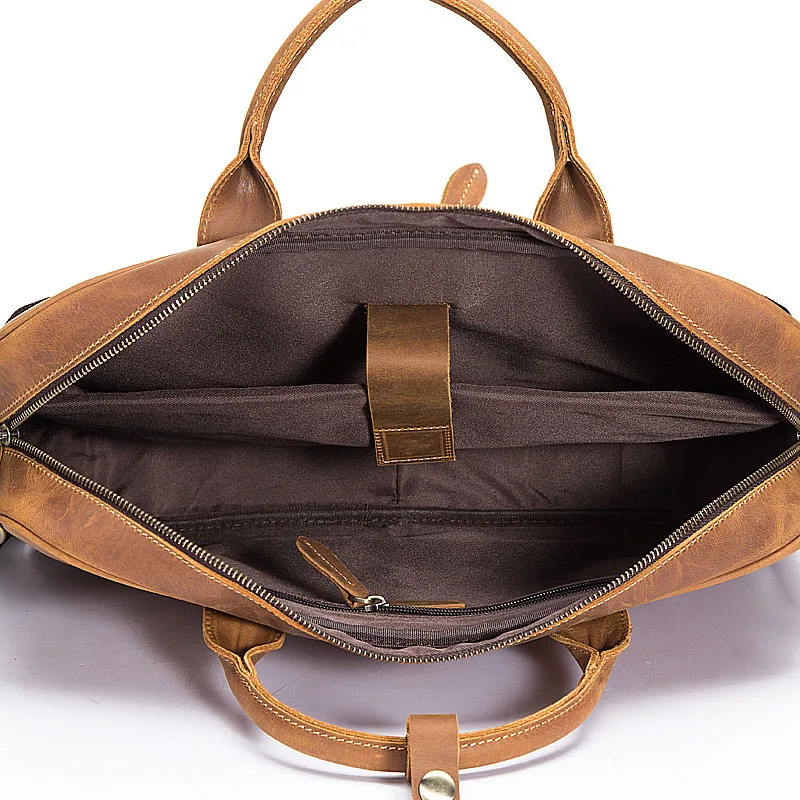 Мужская сумка из кожи Крейзи Хорс AETOO, деловой портфель из воловьей кожи в стиле ретро, сумка для компьютера 15 дюймов