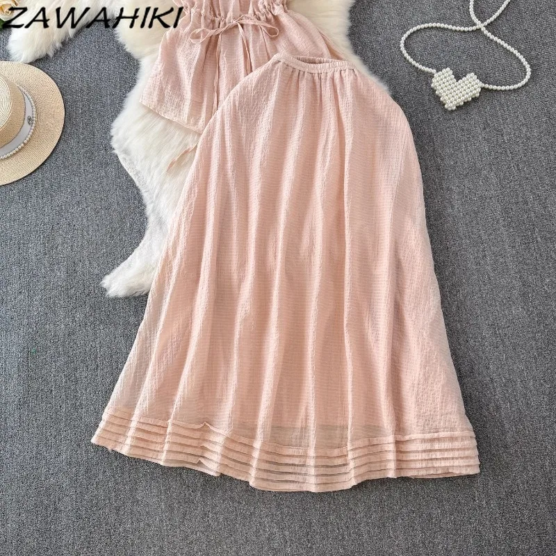 Комплект из двух предметов Женский бандажный топ с рюшами и лямкой на шее Женская