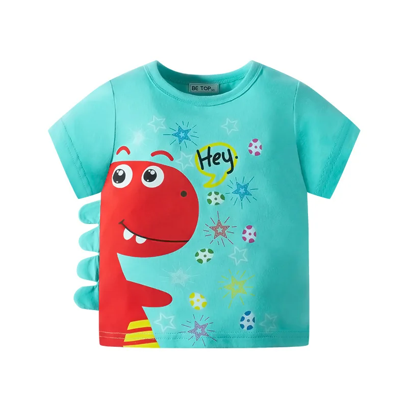 Fashion Summer Children's Clothing Cotton Short Sleeve Dinosaur Tshirt Baby Boy Tee Shirts Hot Sale Blue,Green T-Shirt