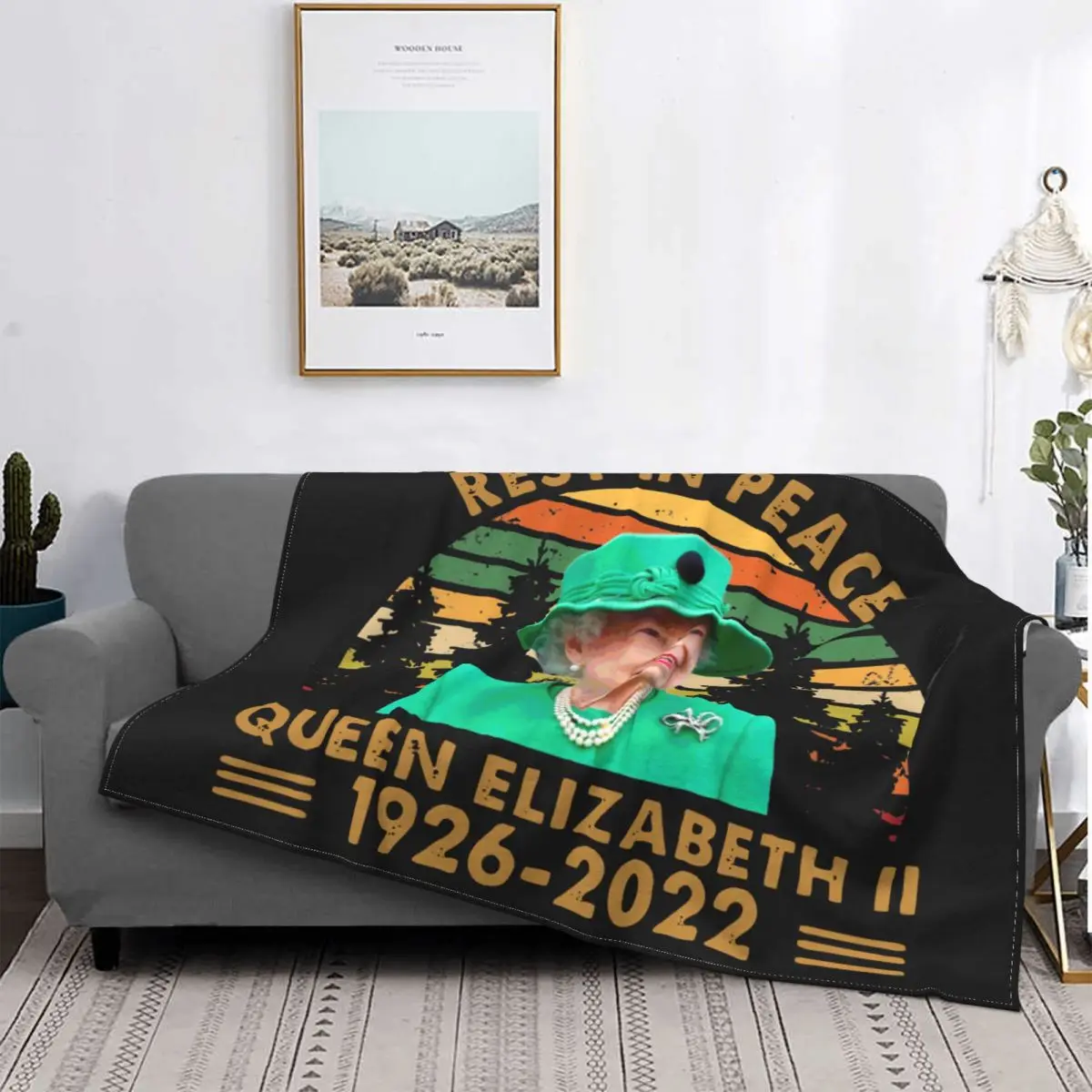 

Retro RIP Queen Elizabeth II Popart Blankets Flannel Spring Autumn Super Warm Throw Blanket for Bed Travel Plush Thin Quilt