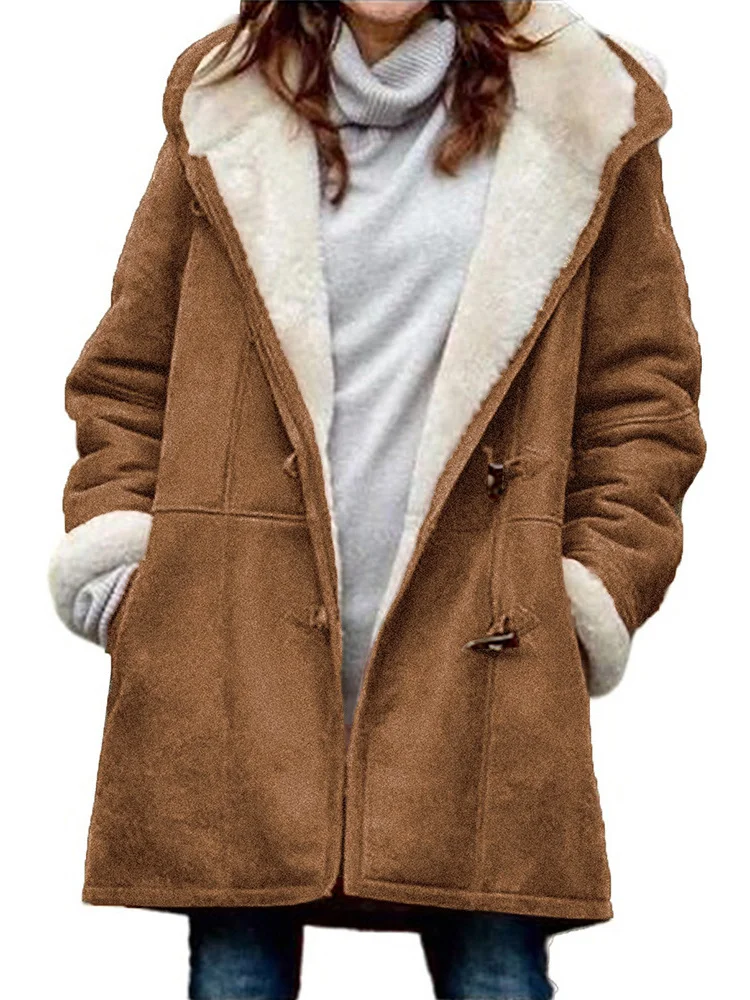 

Winter Clothes Women Jackets for Women 2023 Solid Long-sleeved Tops Hooded Cashmere Warm Oversized Coat Women Clothing Outerwear
