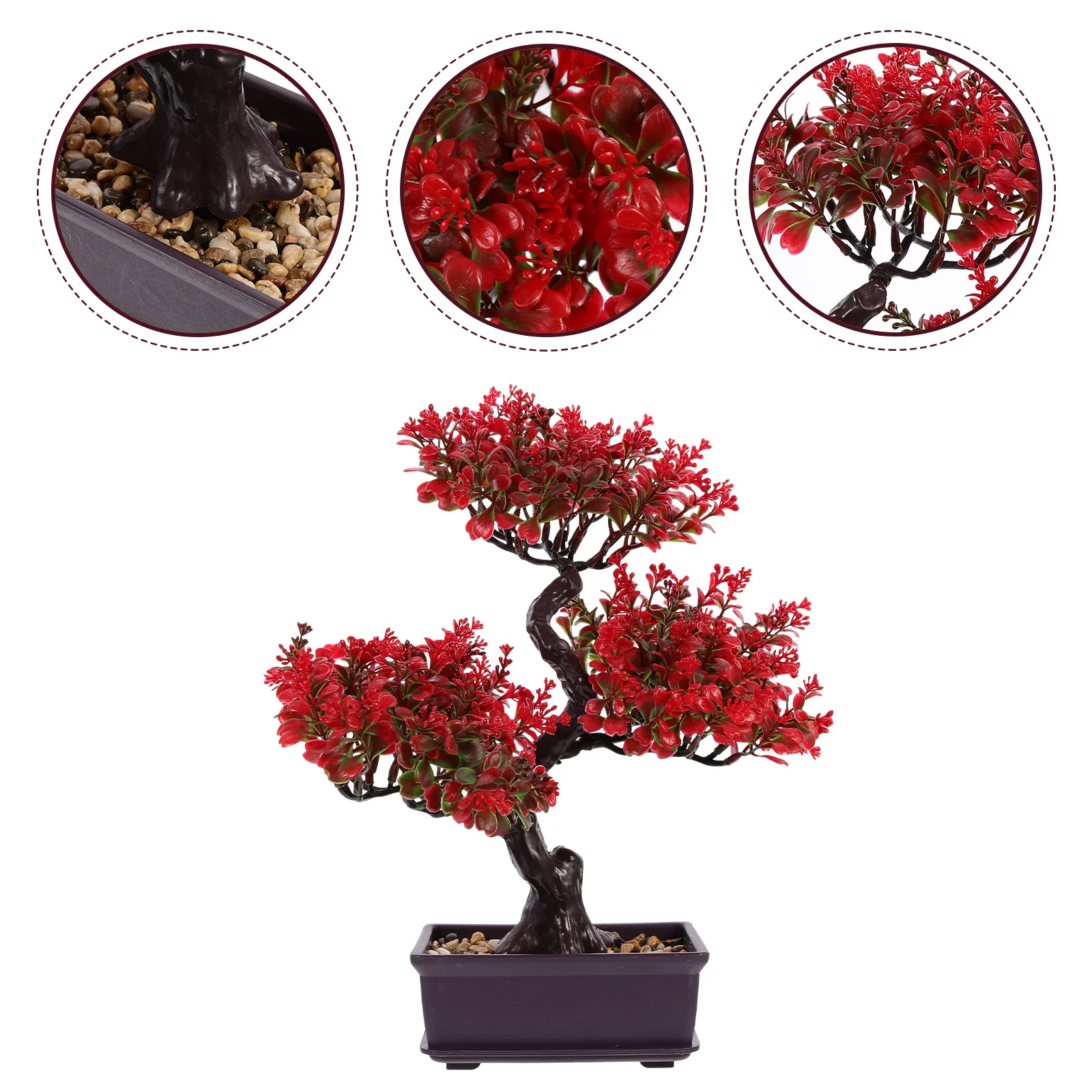 

Artificial Potted Greenery Flowers Desktop Adornments Imitation Bonsai Ornaments Plastic