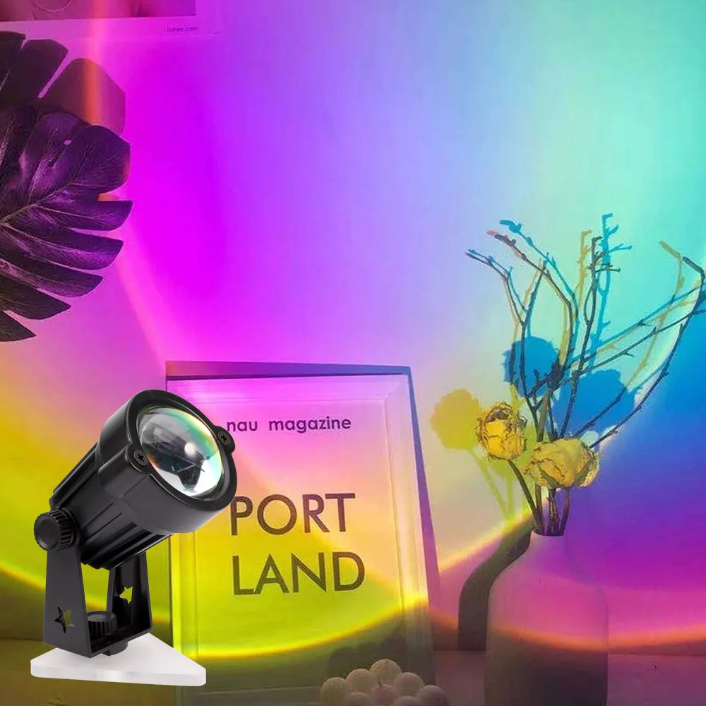 

5 В USB закат лампа Радужный проекционный светильник вращение на 180 градусов атмосферный светильник для фотосъемки фон декоративная настенна...