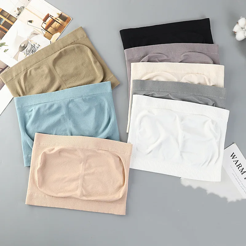 Топ женский бесшовный без бретелек, пикантный укороченный топ, невидимый бюстгальтер-труба, бандо, нижнее белье