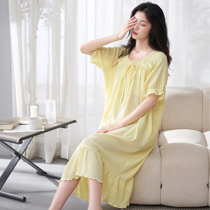 2023 Womens Nightdress Cotton Short Sleeve Nightgown Sexy Summer Loose Nightwear Sleepshirt Comfy Sleepdress Sleepwear Plus Size