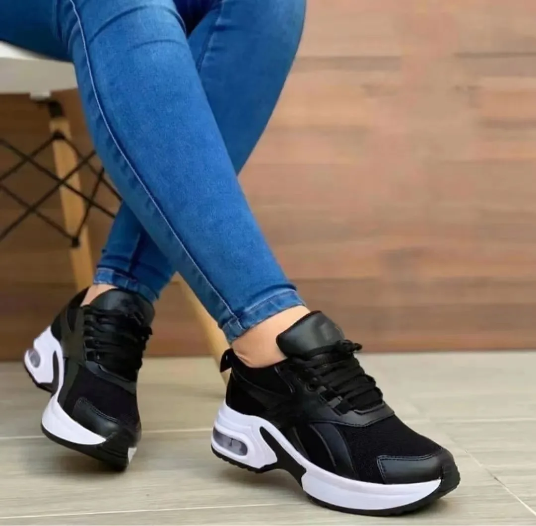 

Ladies Sneakers Spring and Autumn New Lace Up Wedge Platform Shoes 2022 Ladies Outdoor Fashion Air Cushion Casual Running Shoes