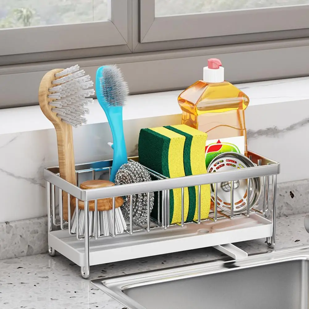 

Durable Rustproof Reusable Sink Dish Soap Brush Dispenser Organizer Stainless Steel Kitchen Drying Rack Household Supplies