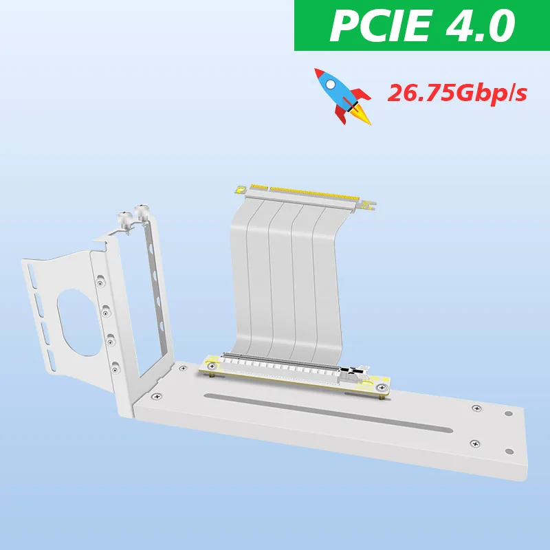 PCI Express 4.0 Vertical GPU Mount,Graphics Card Holder Kit GPU Bracket Support with Pcie 4.0 16X Riser VGA Cable White