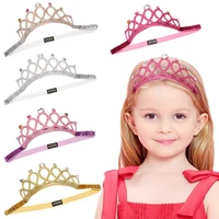 new crown headbands for kids princess rhinestone shining star baby headwear 5 colors elastic hairbands girls hair accessories