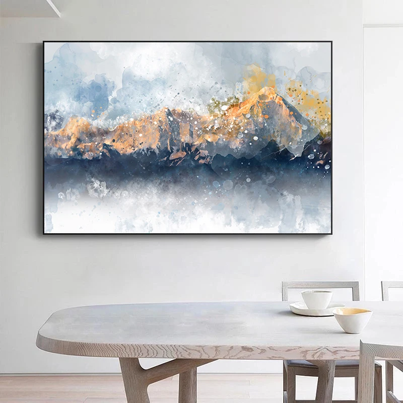 

Modern Abstract Landscape Gold Mountain Canvas Paintings Posters Prints Wall Art Picture for Living Room Wall Decoration Cuadros