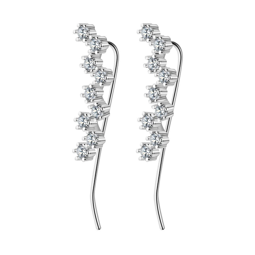 

Stainless Steel Olive Branch Sparkle Ear Crawlers Leaf Ear Climber Earrings Valentine's Day Bridesmaid