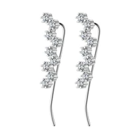stainless steel olive branch sparkle ear crawlers leaf ear climber earrings valentines day bridesmaid