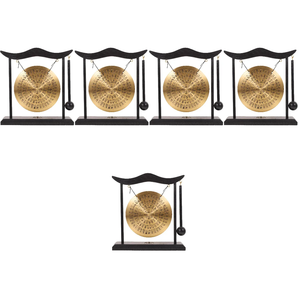 

5x Traditional Creative Vintage Chic Desktop Gong Adornment Home Tabletop Gong Decor Novel Gong Ornament