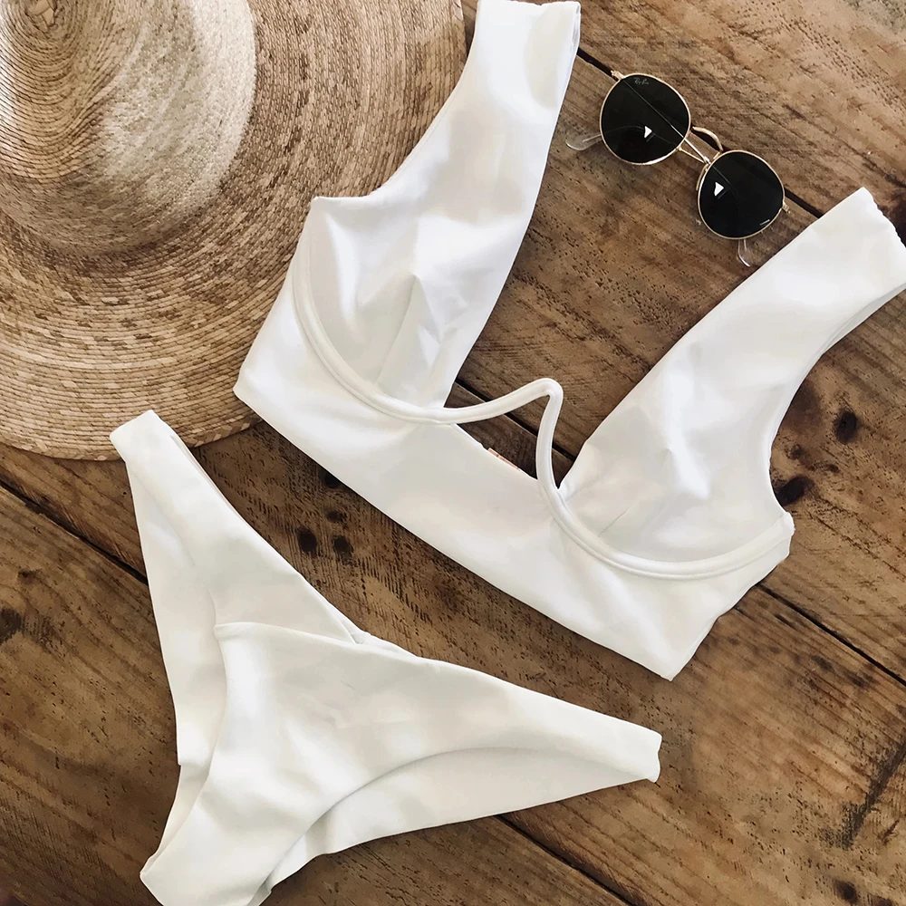 

Solid Women Bikini Sets Thong Bottom 2020 Sexy Push Up Underwired Swimwear Female Swimsuit Summer Bathing Beach Wear Swim Suit