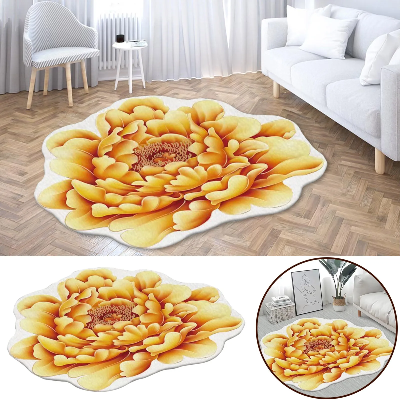 

Heat Transfer 3D Shaped Flower Floor Mat Sofa Bedroom Living Room Carpet Meat Blanket