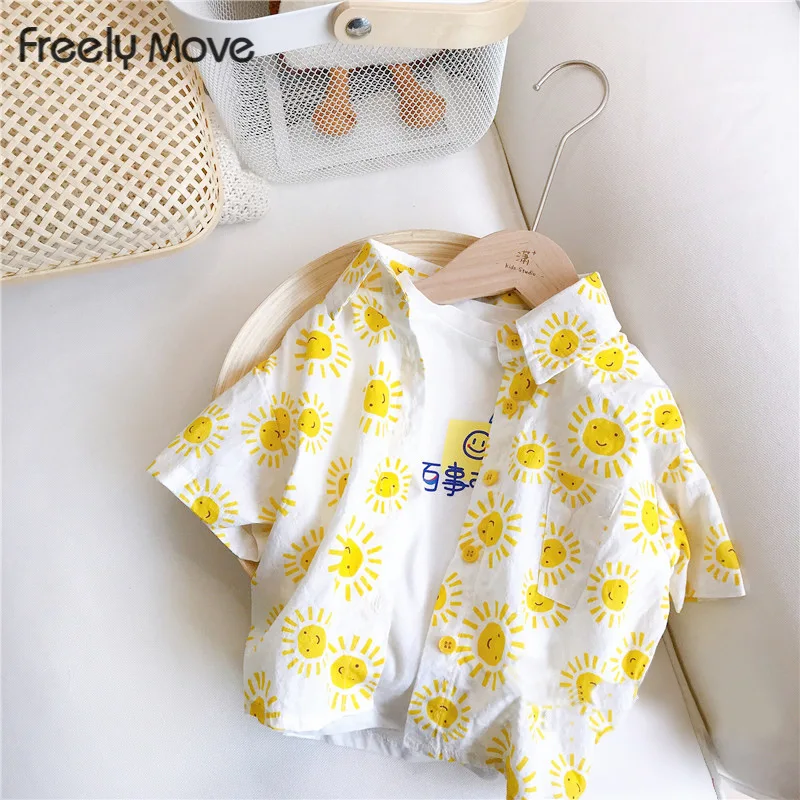 

Freely Move Cotton Spring and Autumn New Lapel Shirt Baby Yellow Sun Casual Baby Shirt Korean Style Girls Shirt