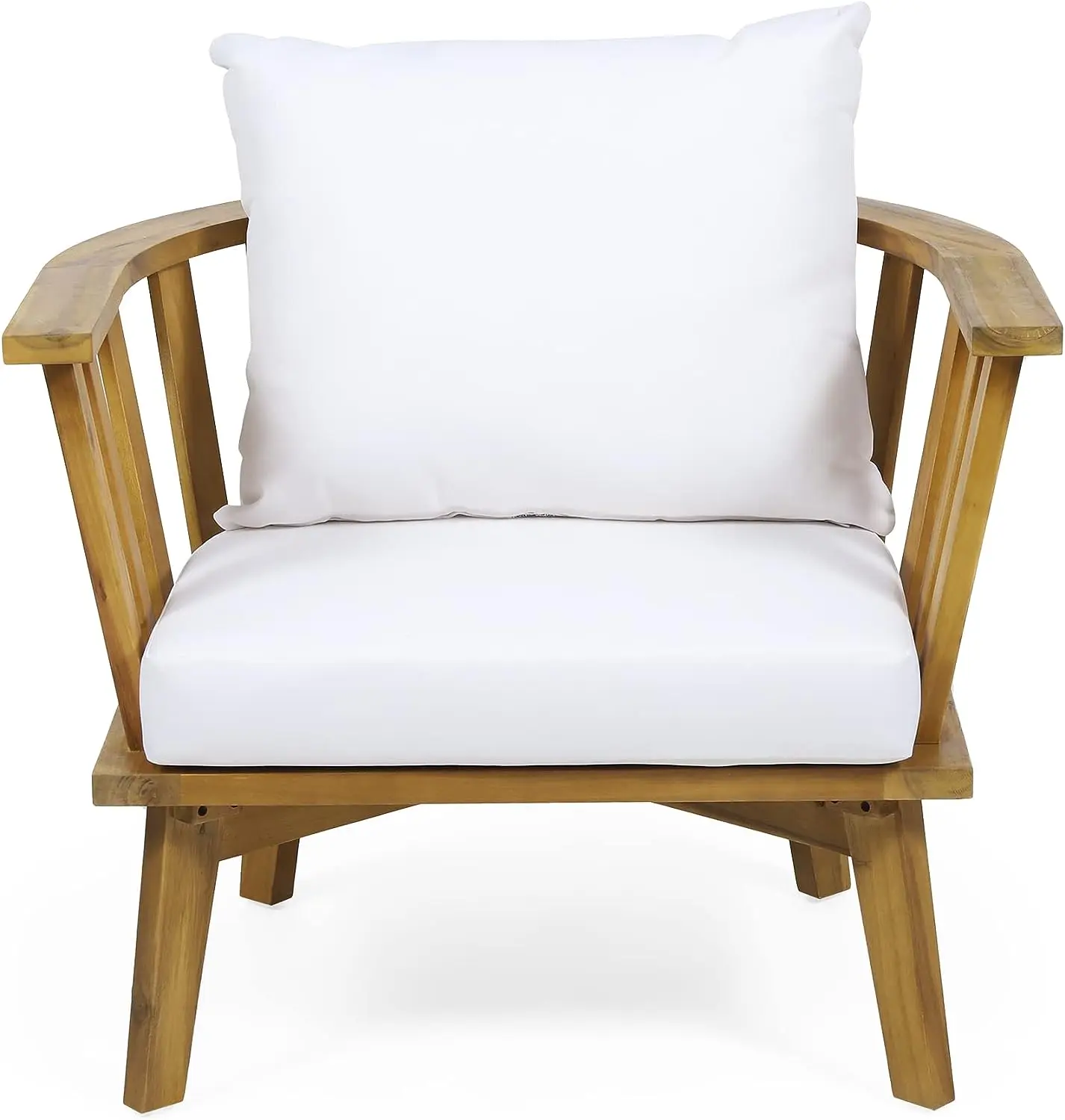 With Cushions, White And Teak Finish