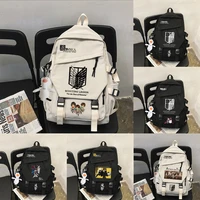 anime attack on titan nylon backpack kawaii girls boys students school bag cartoon laptop shoulder bags fashion bookbags