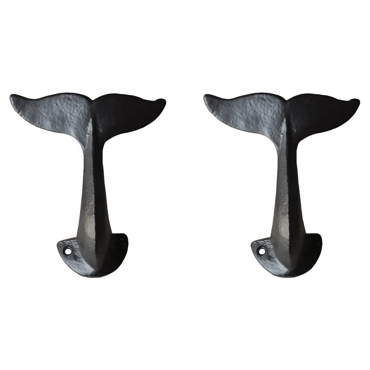 

2X Cast Iron Whale Tail Decorative Wall Hook with Mounting Screws (18X7X5cm/7X2.75X1.96Inch)