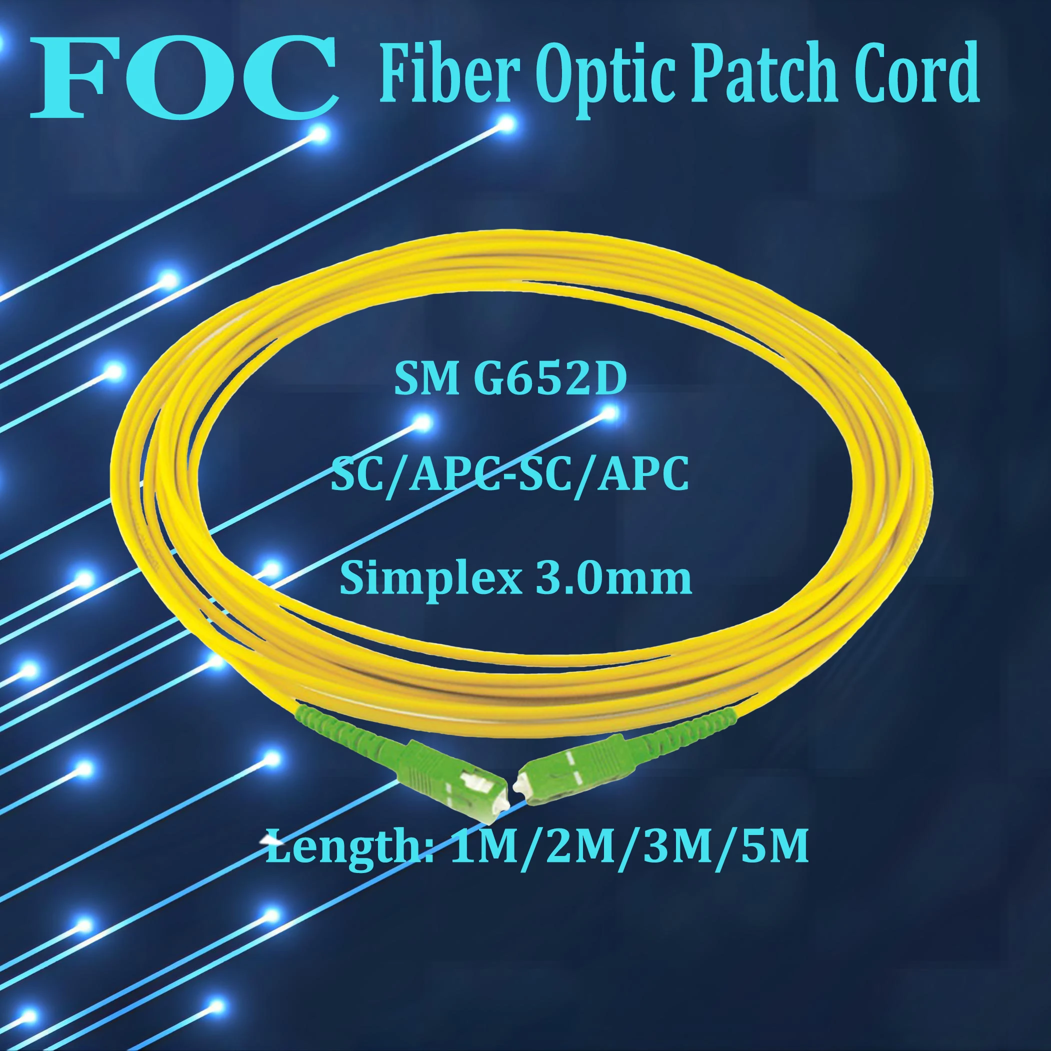 10Pcs Optical Fiber Cable SM Singlemode 9/125 Fiber Optic Patch Cord SC/APC Cable, 1M/2M/3M/5M