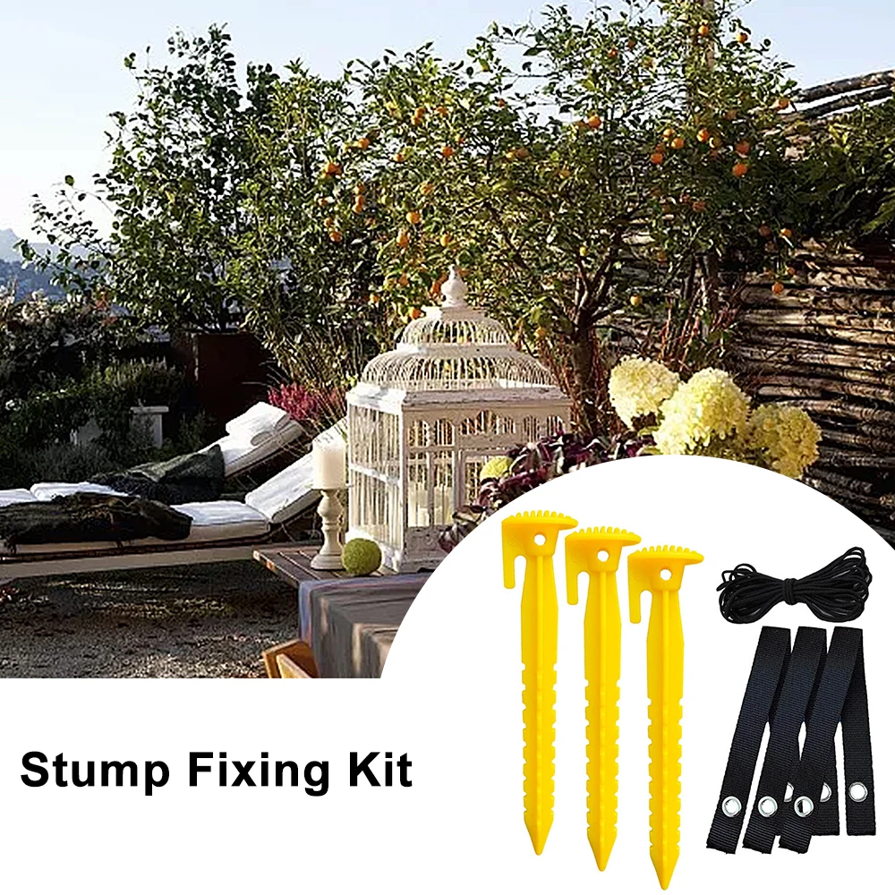 

3Pcs Plastic Tree Nails Plant Support Anchors Stump Kit for Fixed Young Trees Garden Holding Stump Kit Tree Stakes Kit with 4m